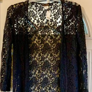 Discovery clothing lace knee length cardigan